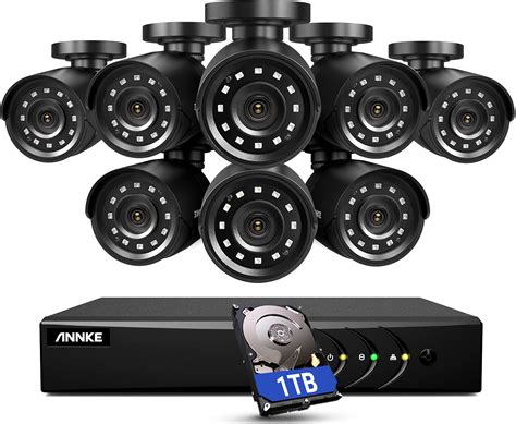 ANNKE 5MP lite Wired Security Camera System, 5-in-1 H.265+ 8CH DVR with 1 TB Hard Drive and (4) 1080p Weatherproof HD-TVI Surveillance Bullet Cameras, 100 ft Night Vision, Instant Email Alert – E200