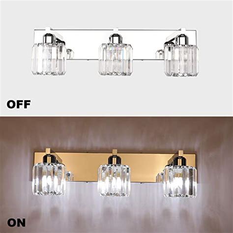 Aipsun 3 Lights Crystal Vanity Lights Over Mirror Modern LED Vanity Lights for Bathroom Vanity Lighting Fixtures(White Lights)