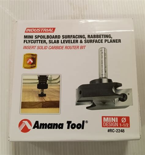 New Product Amana Tool RC-2248 Mini Insert Spoilboard Surfacing Rabbeting Flycutter Slab Leveler & Surface Planer 1-1/2 D x 12mm (15/32) CH x 1/4 Inch SHK Router Bit