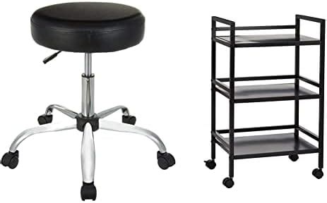 ✳ Amazon Basics Multi-Purpose Drafting Spa Bar Stool with Back Cushion and Wheels - Black