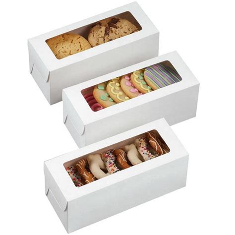 Cookie Boxes with Window 8" x 5.75" x 2.5" Cake Pastry Bakery Box 20 pk Baked with Love Sticker Labels