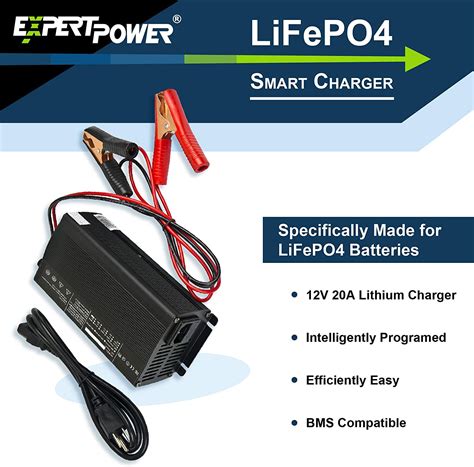 New Deal ExpertPower 12V 20A Smart Charger for Lithium LiFePO4 Deep Cycle Rechargeable Batteries