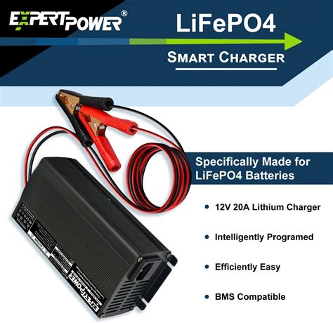 New Deal ExpertPower 12V 20A Smart Charger for Lithium LiFePO4 Deep Cycle Rechargeable Batteries