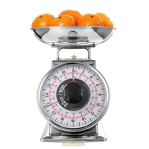 ❤ Crazy Deals Tada Precise Portions Analog Food Scale - Stainless Steel, Removable Top, Tare Function, Retro Style, Kitchen Friendly (32 Ounces, Flat Top)