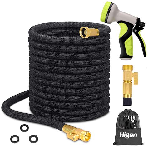 Titan 100FT Metal Garden Hose - Flexible Water Hose with Solid 3/4" Brass Connectors 360 Degree Brass Jet Sprayer Nozzle - Lightweight Kink Free Strong and Durable Heavy Duty 304 Stainless Steel