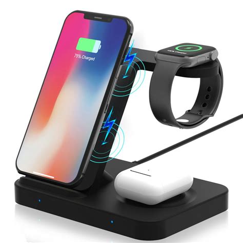Wireless Charging Station, POWERGIANT 15W Qi Fast 3 in 1 Wireless Charger Stand for Apple Watch Series 5/4/3/2/1, AirPods Pro, Galaxy Buds, iPhone 12 11 Pro Max X XS XR 8 Plus (Adapter Included)