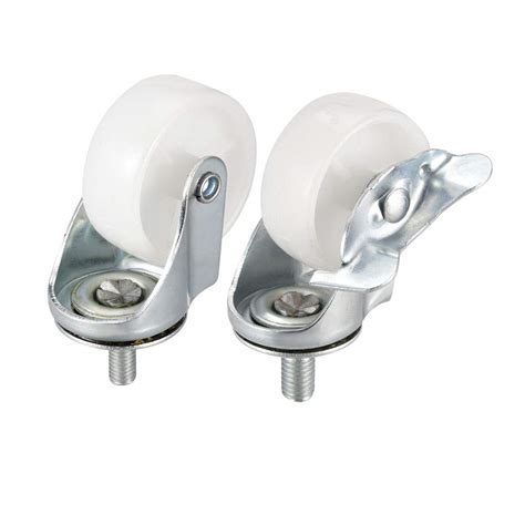 uxcell Swivel Caster Wheels with Brake 2" Polypropylene with 360 Degree Top Plate 66LBS Capacity for Furniture Carts Workbench, White, Pack of 4